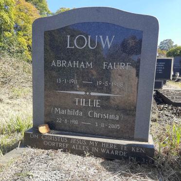 LOUW Abraham Faure 1911-1988 &amp; Mathilda Christina KLOPPERS 1910-2005
