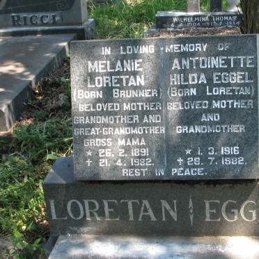 LORETAN Melanie nee BRUNNER 1891-1982