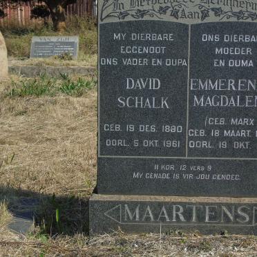 MAARTENS David Schalk 1880-1961 &amp; Emmerentia Magdalena MARX 1897-1975