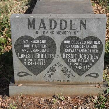 MADDEN Ernest 1899-1980 &amp; Bessie Dorothea MCLAREN 1904-1987