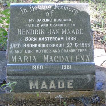 MAADE Hendrik Jan 1886-1955 &amp; Maria Magdalena 1880-1981