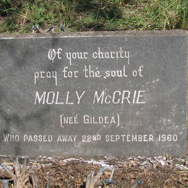 McCRIE Molly nee GILDEA -1960