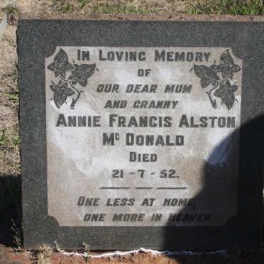 MCDONALD Annie Francis Alston -1952