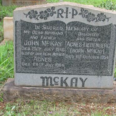 MCKAY John -1946 &amp; Agnes -1964 :: LIEBENBERG Agnes nee MCKAY -1954