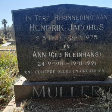 MULLER Hendrik Jacobus 1907-1975 &amp; Ann KLEINHANS 1911-1991