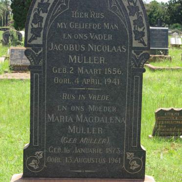 MÜLLER Jacobus Nicolaas 1856-1941 &amp; Maria Magdalena MÜLLER 1873-1961