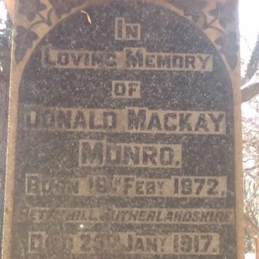 MUNRO Donald Mackay 1872-1917 & Ann Galbraith MURDOCH 1878-1937 :: MUNRO Jean -1913 :: MUNRO Maisie -1924