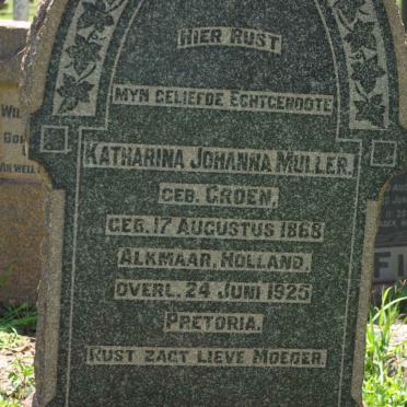 MULLER Katharina Johanna nee GROEN 1868-1925
