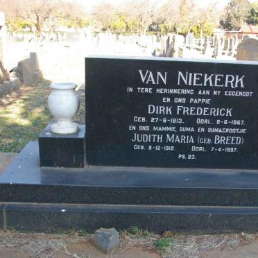 NIEKERK Dirk Frederick, van 1913-1967 &amp; Judith Maria BREED 1912-1997