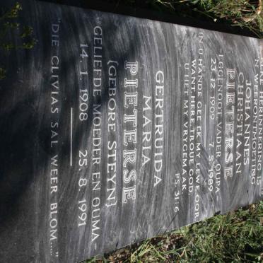 PIETERSE Johannes Christiaan 1909-1989 &amp; Gertruida Maria STEYN 1908-1991