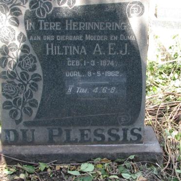 PLESSIS Hiltina A.E.J., du 1874-1962