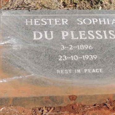 PLESSIS Hester Sophia, du 1896-1939