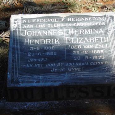 PLESSIS Johannes Hendrik, du 1880-1969 &amp; Hermina Elizabeth VAN ZYL 1885-1973