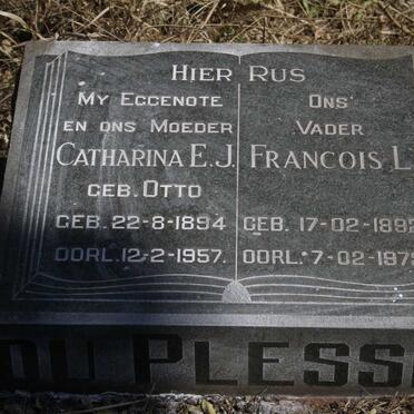PLESSIS Francois L., du 1892-1972 & Catharina E.J. OTTO 1894-1957