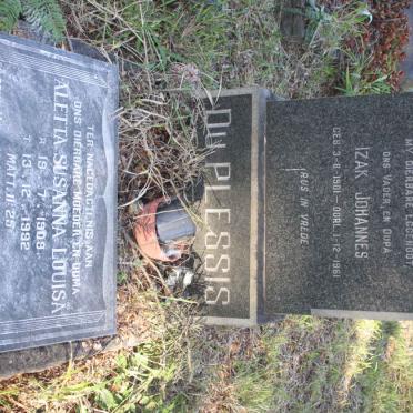 PLESSIS Izak Johannes, du 1901-1961 &amp; Aletta Susanna Louisa 1909-1992