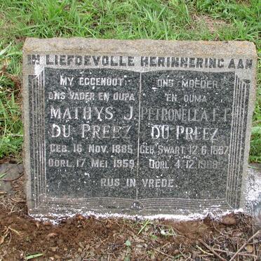 PREEZ Mathys J., du 1885-1959 &amp; Petronella F.F. SWART 1887-1968