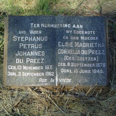 PREEZ Stephanus Petrus Johannes, du 1871-1962 & Elsie Magrietha Cornelia COETZER 1878-1945