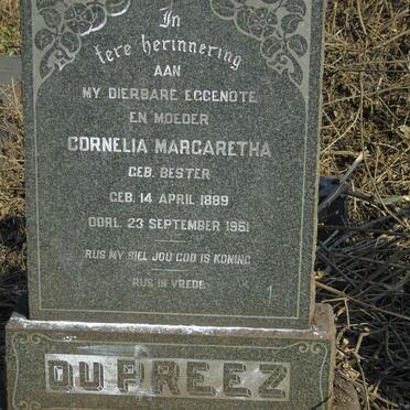 PREEZ Cornelia Margaretha, du nee BESTER 1889-1951