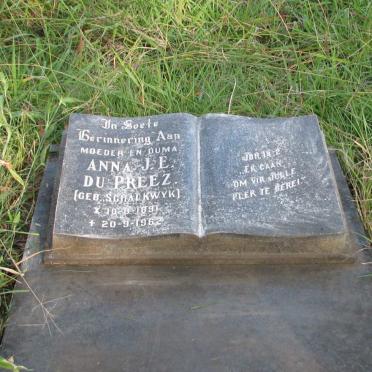 PREEZ Anna J.E., du nee SCHALKWYK 1891-1962