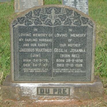 PRE Jacobus Martinus, du 1878-1947 & Cecilia Johanna NEL 1890-1968