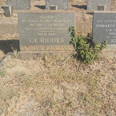 RIDDER Jacobus P., de 1904-1945 &amp; KRUGER Emmarentia Petronella formerly de RIDDER nee NEL 1899-1981