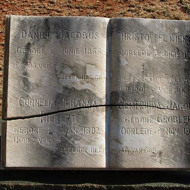RIEKERT Daniel Jacobus Christoffel 1866-1921 &amp; Cornelia Johanna Gertruida Jacoba GROBLER 1882-1962