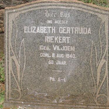RIEKERT Elizabeth Gertruida nee VILJOEN -1940