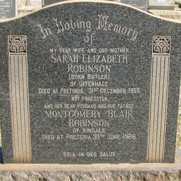 ROBINSON Montgomery Blair -1966 &amp; Sarah Elizabeth BUTLER -1955