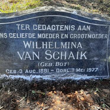 SCHAIK Wilhelmina, van nee BOT 1891-1977