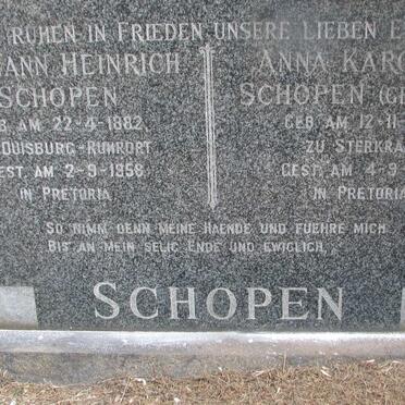 SCHOPEN Hermann Heinrich 1882-1958 &amp; Anna Karoline MUND 1886-1958