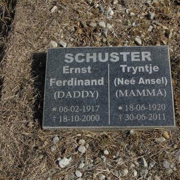 SCHUSTER Ernst Ferdinand 1917-2000 &amp; Tryntje ANSEL 1920-2011 :: VAN VUUREN Colleen Glenis nee SCHUSTER 1950-1991