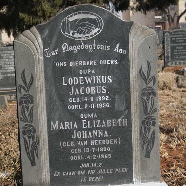 SCHALKWYK Lodewikus Jacobus, van 1892-1956 & Maria Elizabeth Johanna VAN HEERDEN 1890-1965