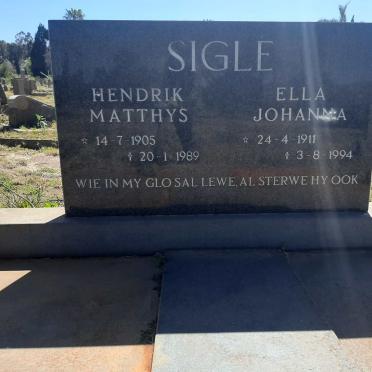 SIGLE Hendrik Matthys 1905-1989 &amp; Ella Johanna 1911-1994