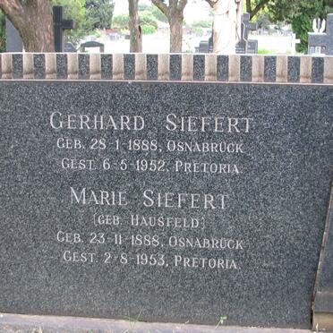 SIEFERT Gerhard 1889-1952 &amp; Marie HAUSFELD 1888-1953