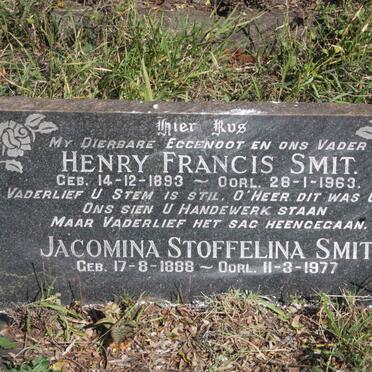 SMIT Henry Francis 1893-1963 &amp; Jacomina Stoffelina 1888-1977