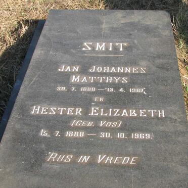 SMIT Jan Johannes Matthys 1888-1967 &amp; Hester Elizabeth VOS 1888-1969