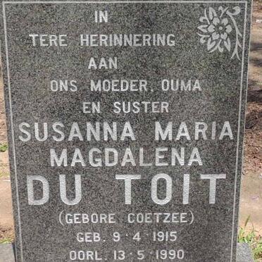 TOIT Susanna Maria Magdalena, du nee COETZEE 1915-1990