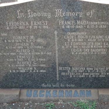 UECKERMAN Frederick Ernest 1851-1918 &amp; Francina Maria neé REDPATH 1849-1930