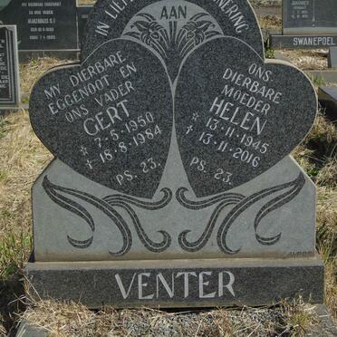 VENTER Gert 1950-1984 &amp; Helen 1945-2016