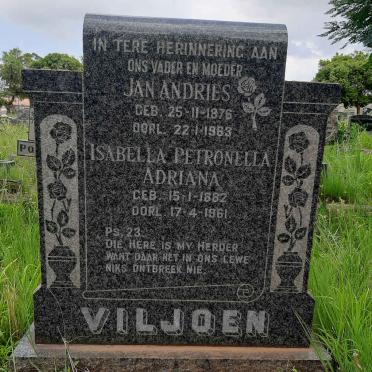 VILJOEN Jan Andries 1876-1963 &amp; Isabella Petronella Adriana 1882-1961