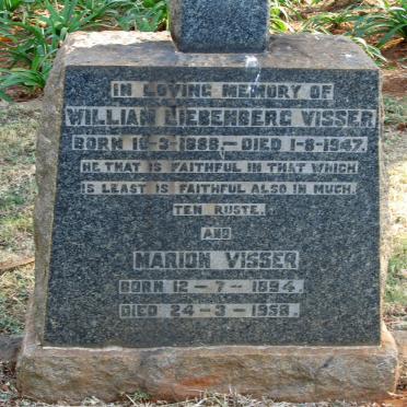 VISSER William Liebenberg 1888-1947 &amp; Marion 1894-1958
