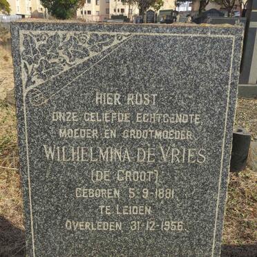 VRIES Wilhelmina, de nee DE GROOT 1881-1956