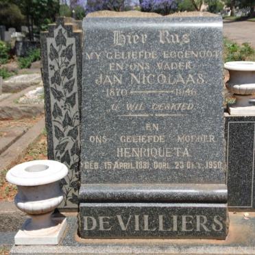 VILLIERS Jan Nicolaas, de 1870-1946 &amp; Henriqueta 1881-1950