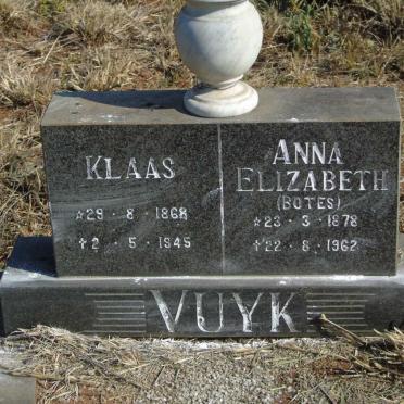 VUYK Klaas 1868-1945 & Anna Elizabeth BOTES 1878-1962