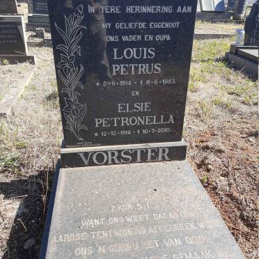 VORSTER Louis Petrus 1914-1983 &amp; Elsie Petronella 1914-2010