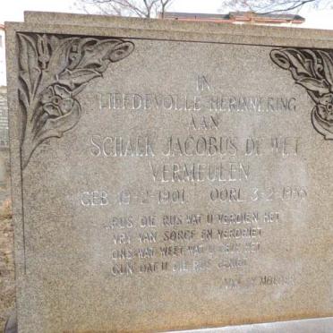 VERMEULEN Schalk Jacobus de Wet 1901-1955