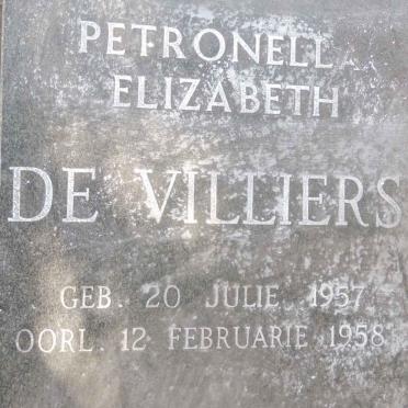 VILLIERS Petronell Elizabeth, de 1957-1958