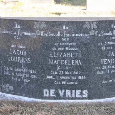 VRIES Jacob Lourens, de 1885-1966 &amp; Elizabeth Magdelena NEL 1887-1959