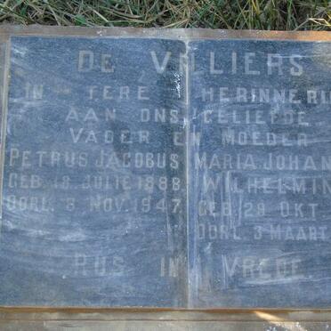 VILLIERS Petrus Jacobus, de 1888-1947 & Maria Johanna Wilhelmina 1891-1949