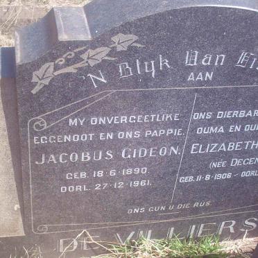 VILLIERS Jacobus Gideon, de 1890-1961 &amp; Elizabeth Aletta DEGENAAR 1906-1982